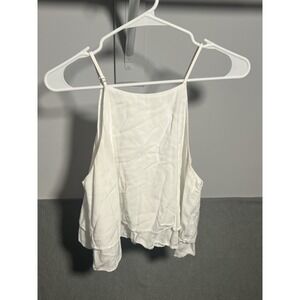Chic White Layered Hem Cami Top Women's Sleeveless Adjustable Strap Blouse M
